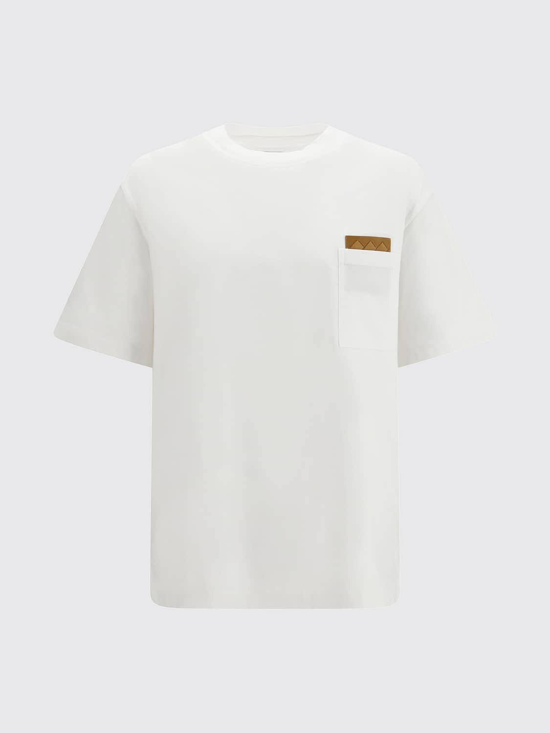 Bottega Veneta Men Bottega Veneta Cotton T-Shirt With Leather Inserts And Patch Pocket BOTTEGA VENETA