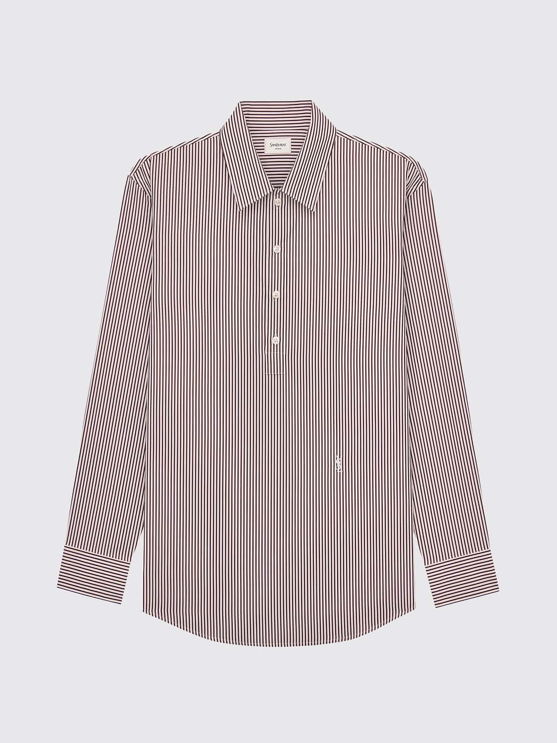 Saint Laurent Men Saint Laurent Striped Cotton Poplin Shirt With Ysl Monogram SAINT LAURENT
