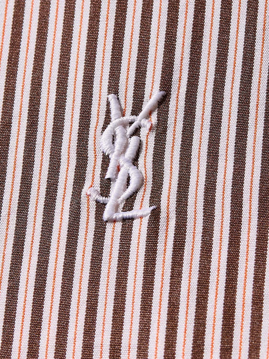 Saint Laurent Men Saint Laurent Striped Cotton Poplin Shirt With Ysl Monogram SAINT LAURENT