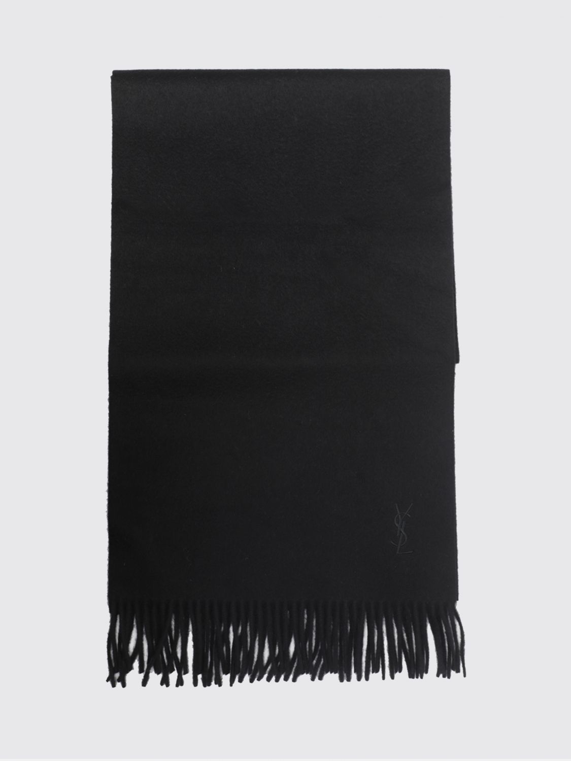Saint Laurent Men Ysl Monogram Cashmere Scarf Saint Laurent With Fringed Edges SAINT LAURENT