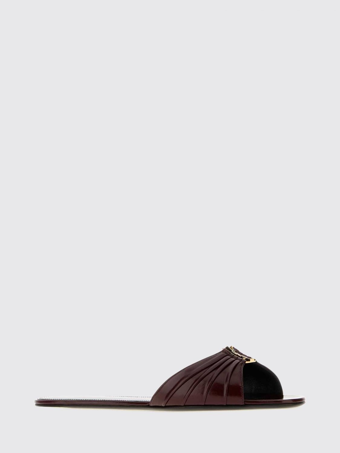 Saint Laurent Women Saint Laurent Babylone Calfskin Leather Mules With Ysl Monogram SAINT LAURENT