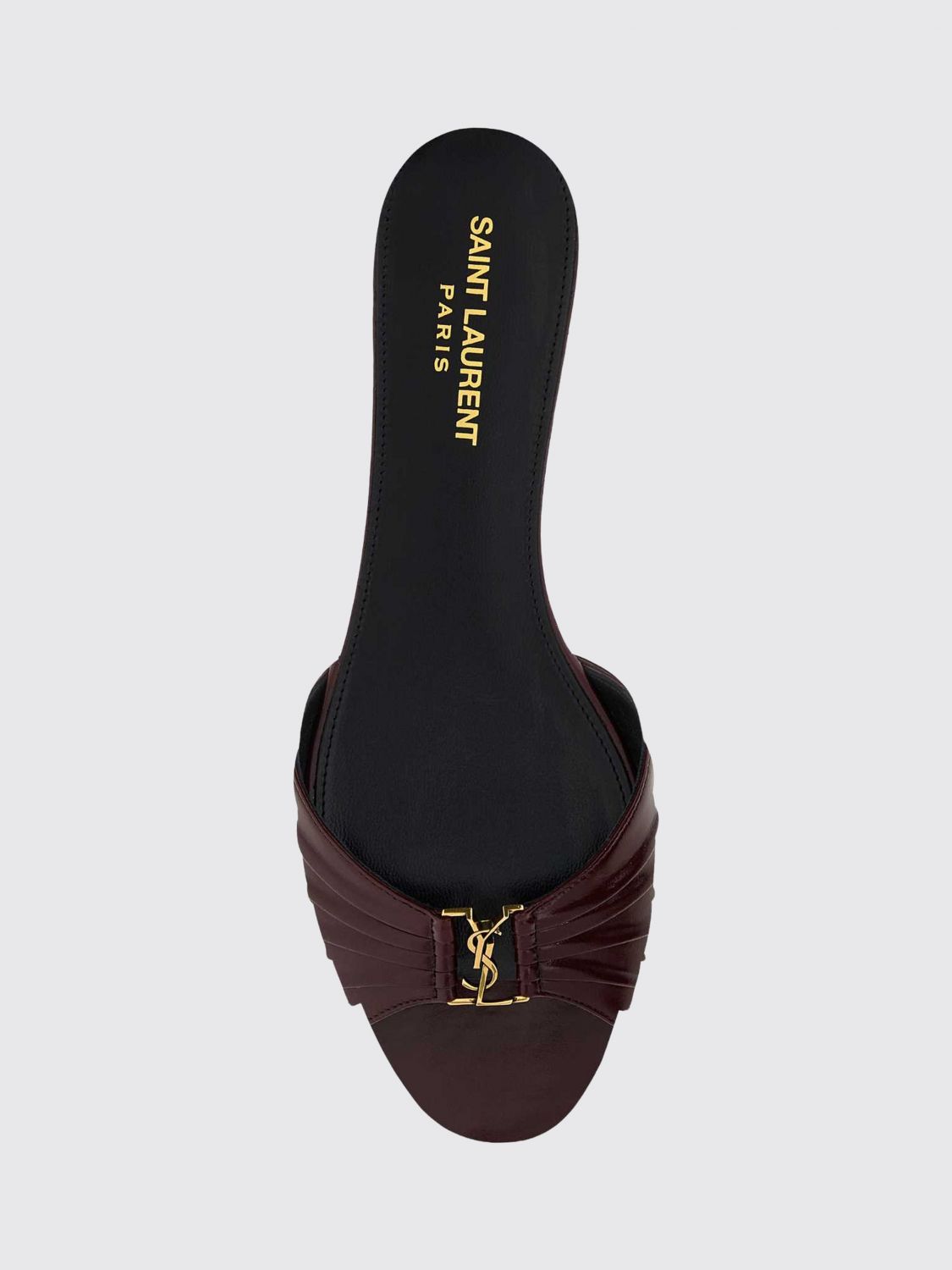 Saint Laurent Women Saint Laurent Babylone Calfskin Leather Mules With Ysl Monogram SAINT LAURENT