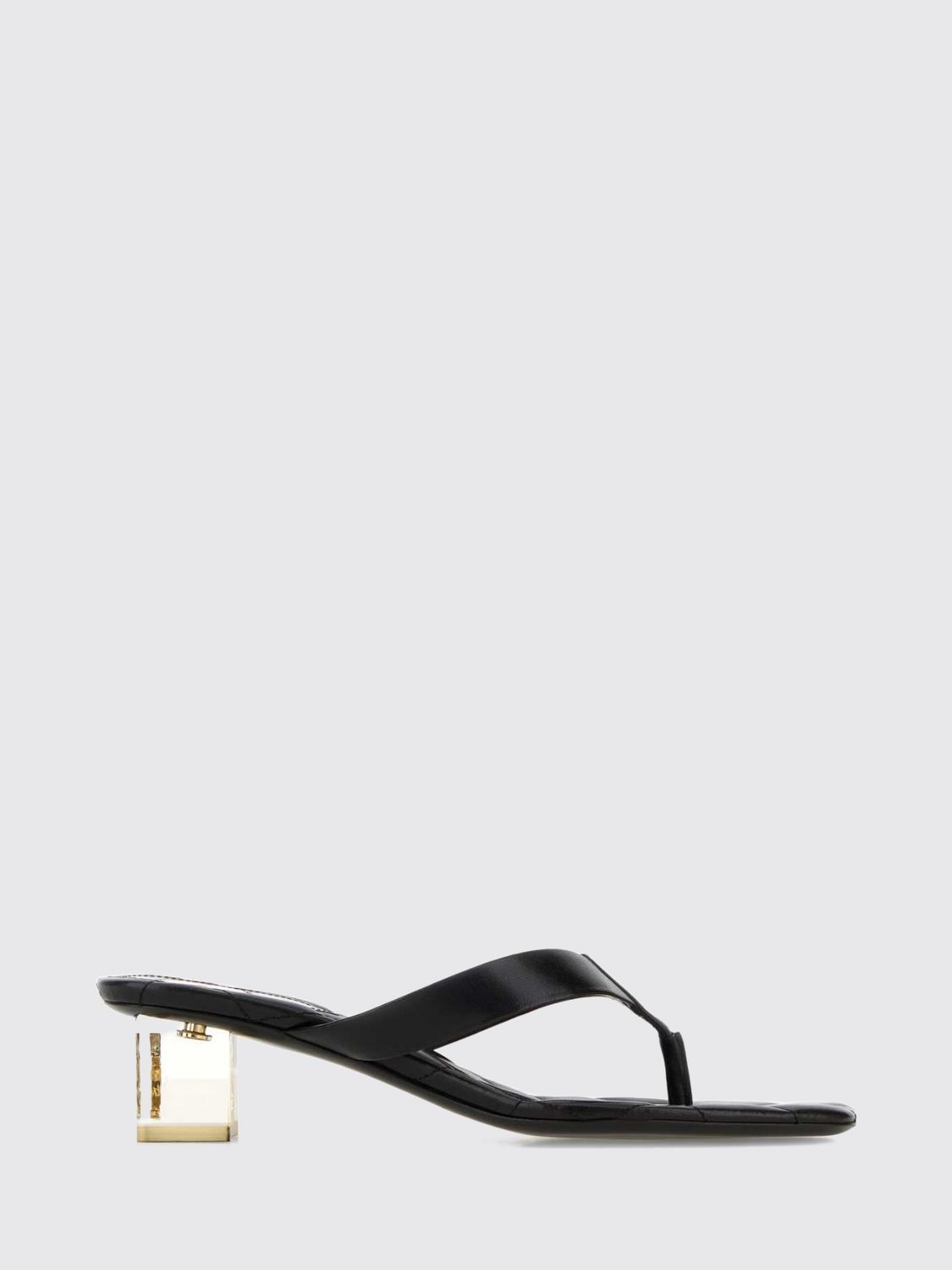 Saint Laurent Women Saint Laurent Sip Lambskin Thong Sandals With Monogram Heel SAINT LAURENT