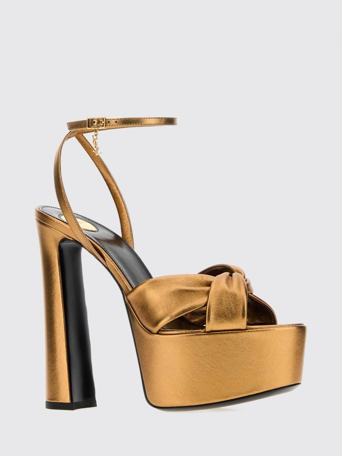 Saint Laurent Women Saint Laurent Franciane Satin Platform Sandals With High Heel SAINT LAURENT