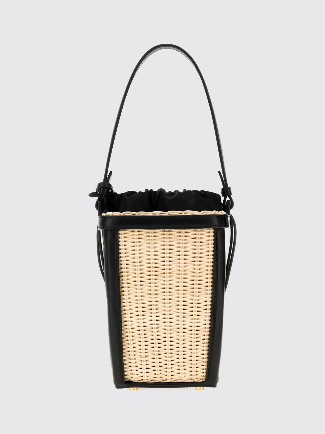 Alai�A Women Alaia Wicker And Leather Mini Bucket Bag With Drawstring Closure ALAIA
