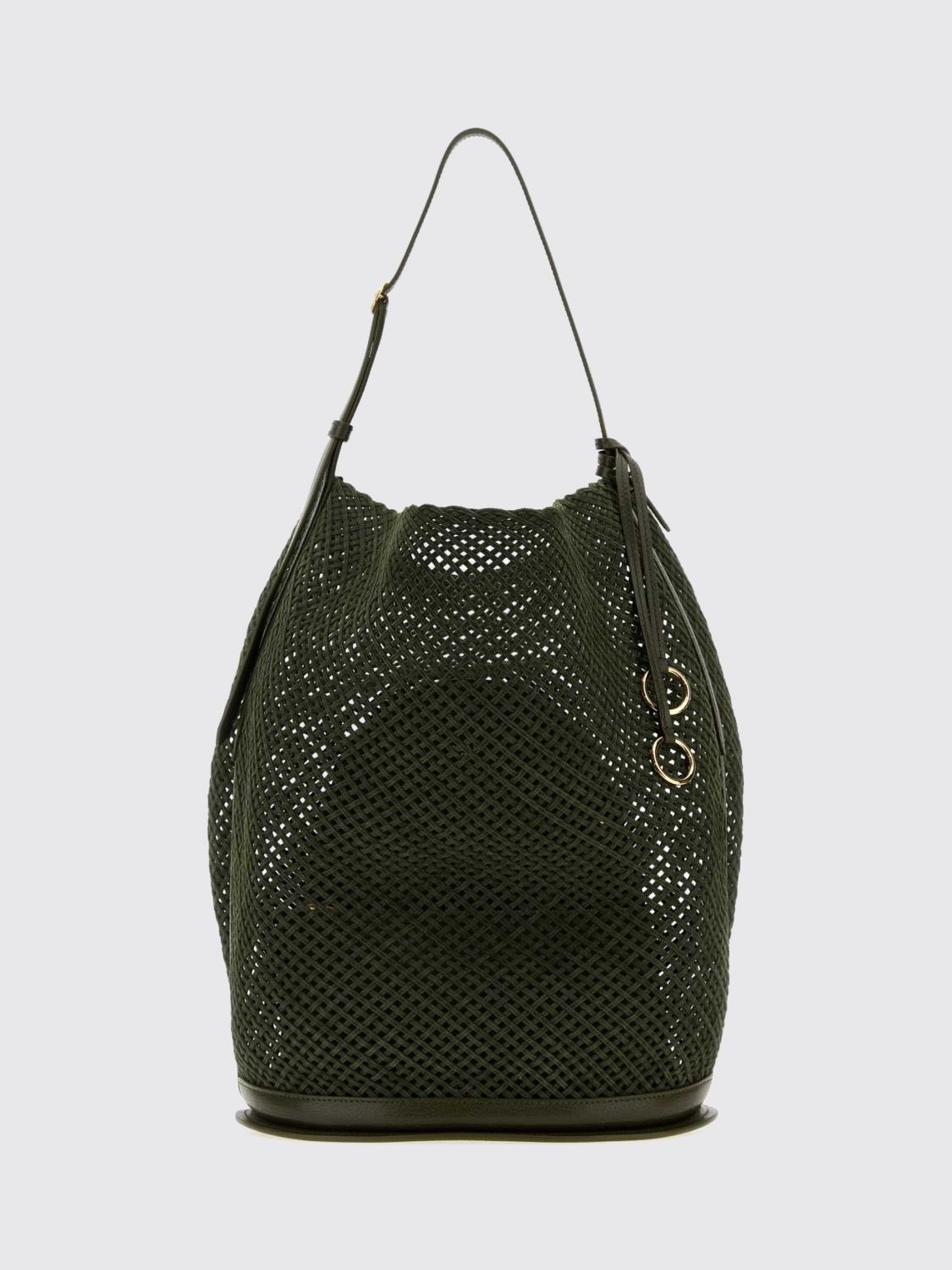 Alai�A Women Alaia Hip Perforated Suede Leather Bucket Bag ALAIA