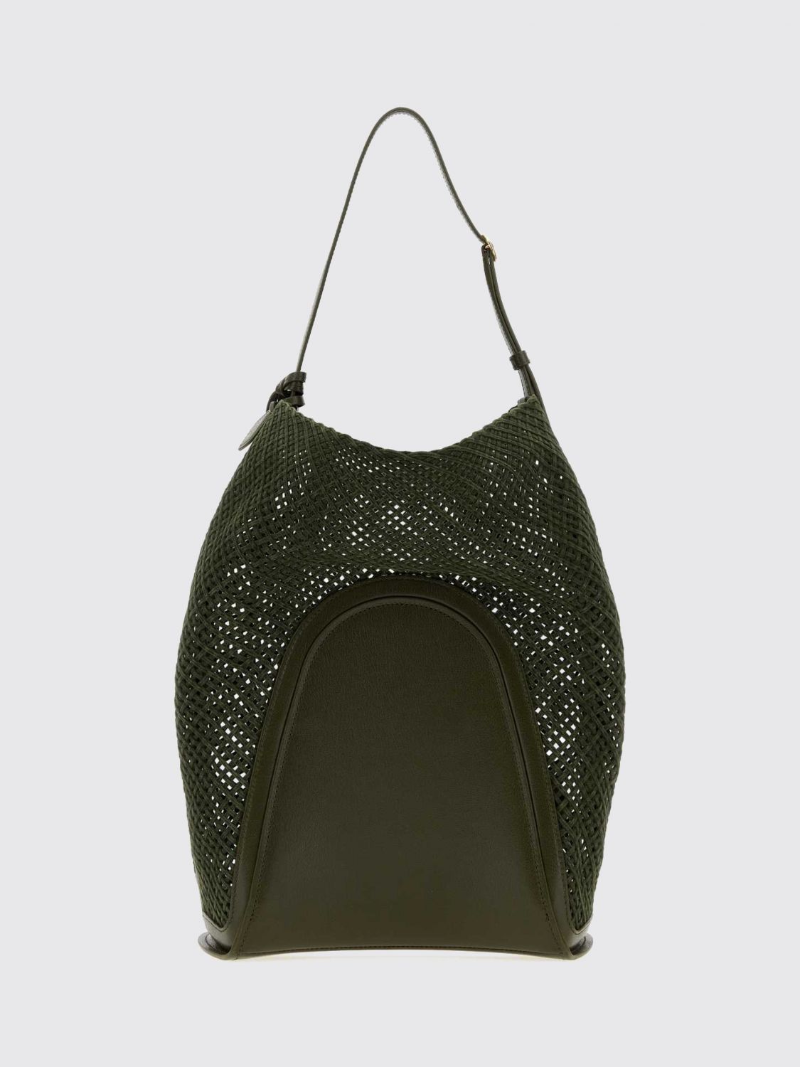 Alai�A Women Alaia Hip Perforated Suede Leather Bucket Bag ALAIA
