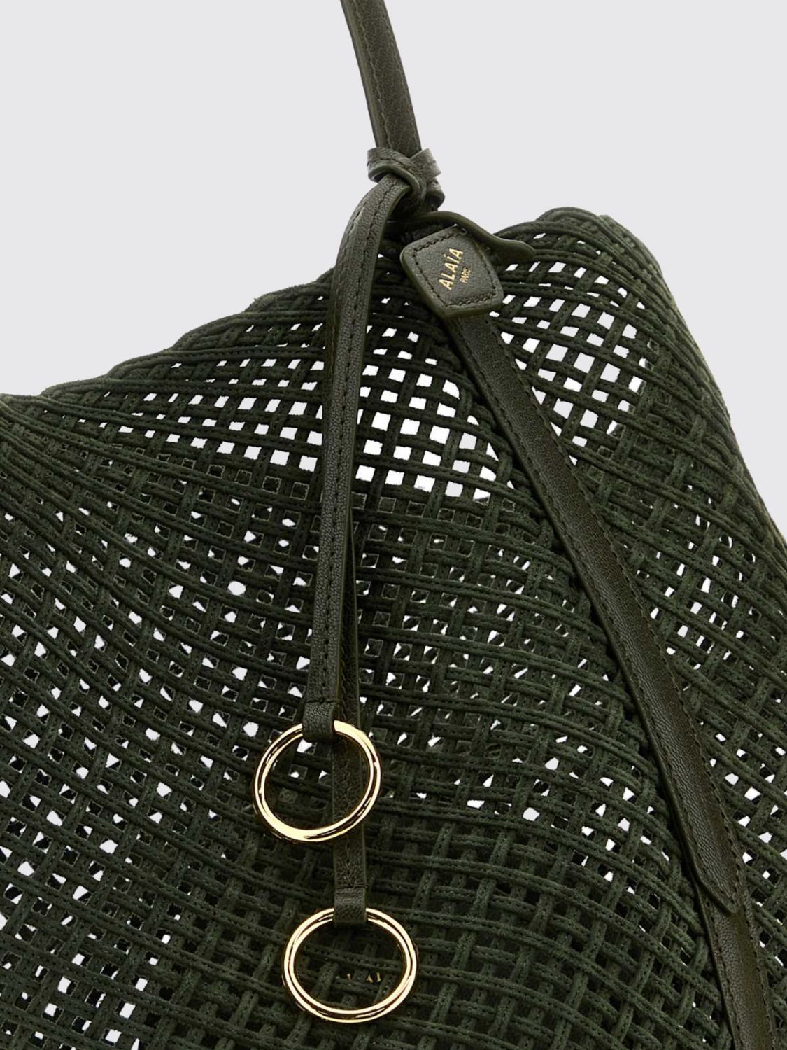 Alai�A Women Alaia Hip Perforated Suede Leather Bucket Bag ALAIA
