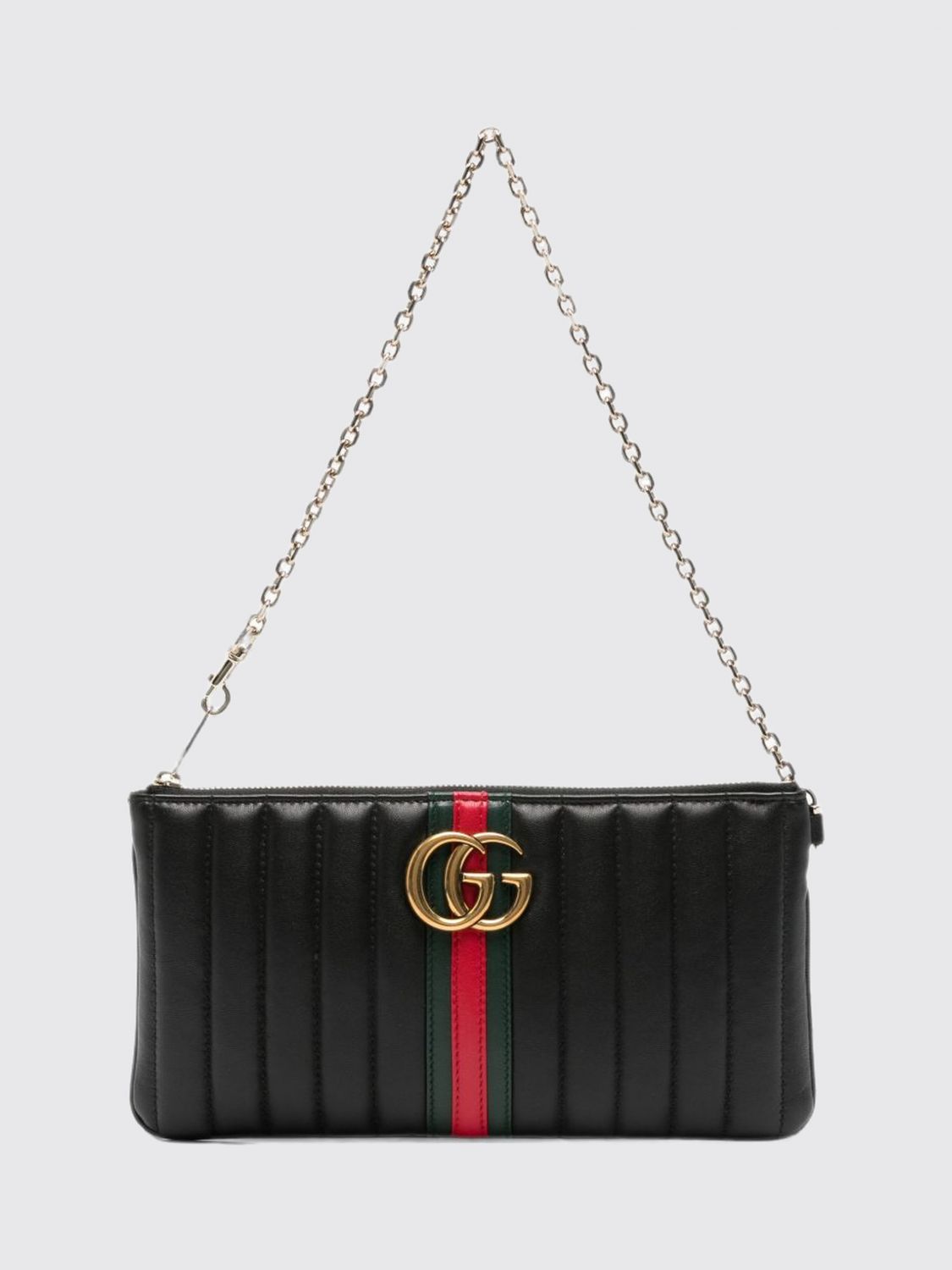 Gucci Women Gucci Gg Marmont Quilted Lambskin Leather Shoulder Bag With Web Stripe GUCCI