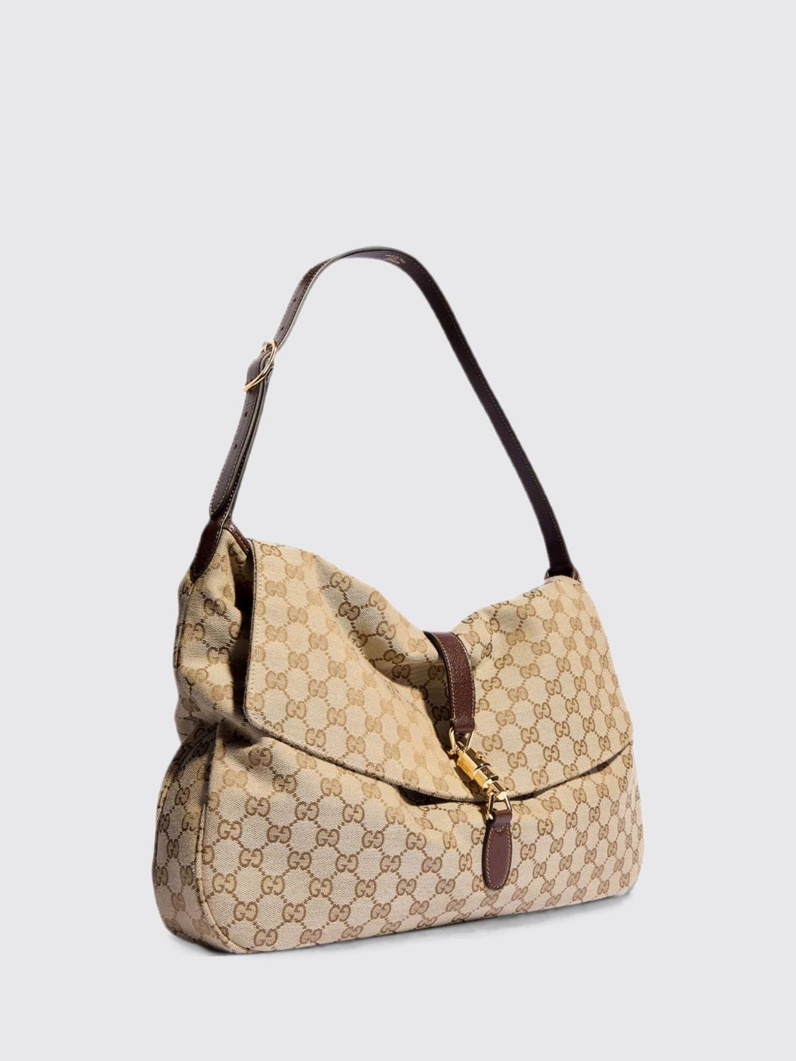Gucci Men Gucci Large Jackie Shoulder Bag In Gg Supreme Fabric With Snap Closure GUCCI