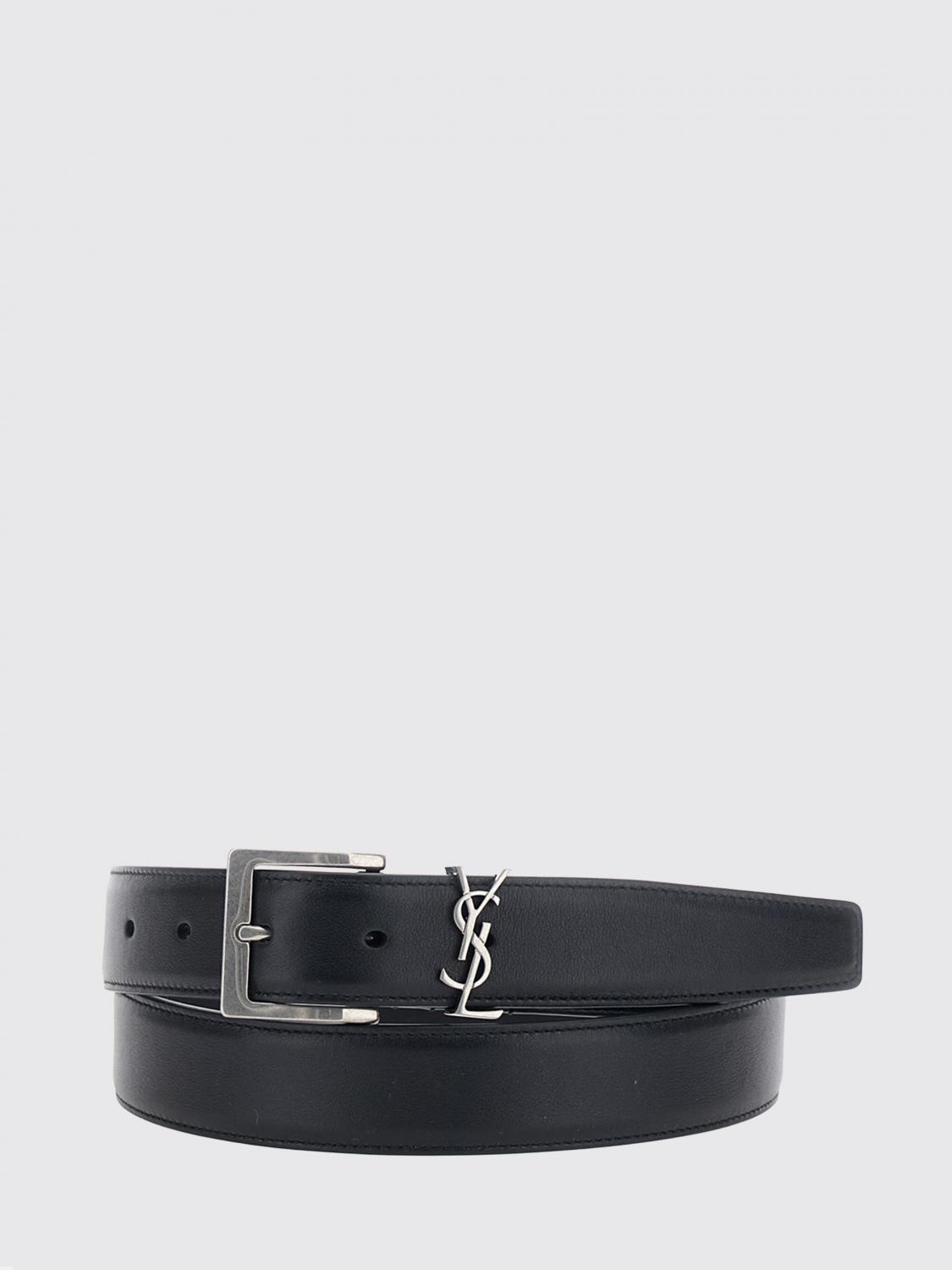 Saint Laurent Men Cassandre Calfskin Leather Belt Saint Laurent With Ysl Monogram Buckle SAINT LAURENT