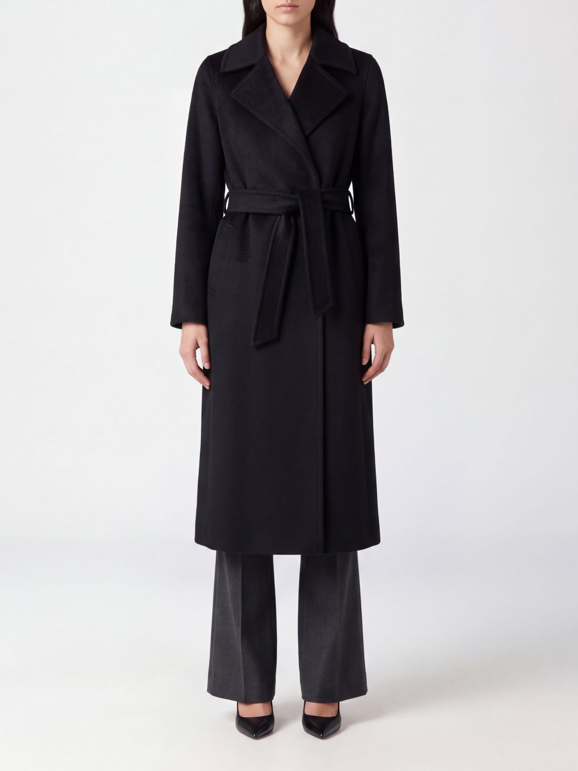 Max Mara Women Knee-Length Wool Robe Coat Max Mara With Belt MAX MARA