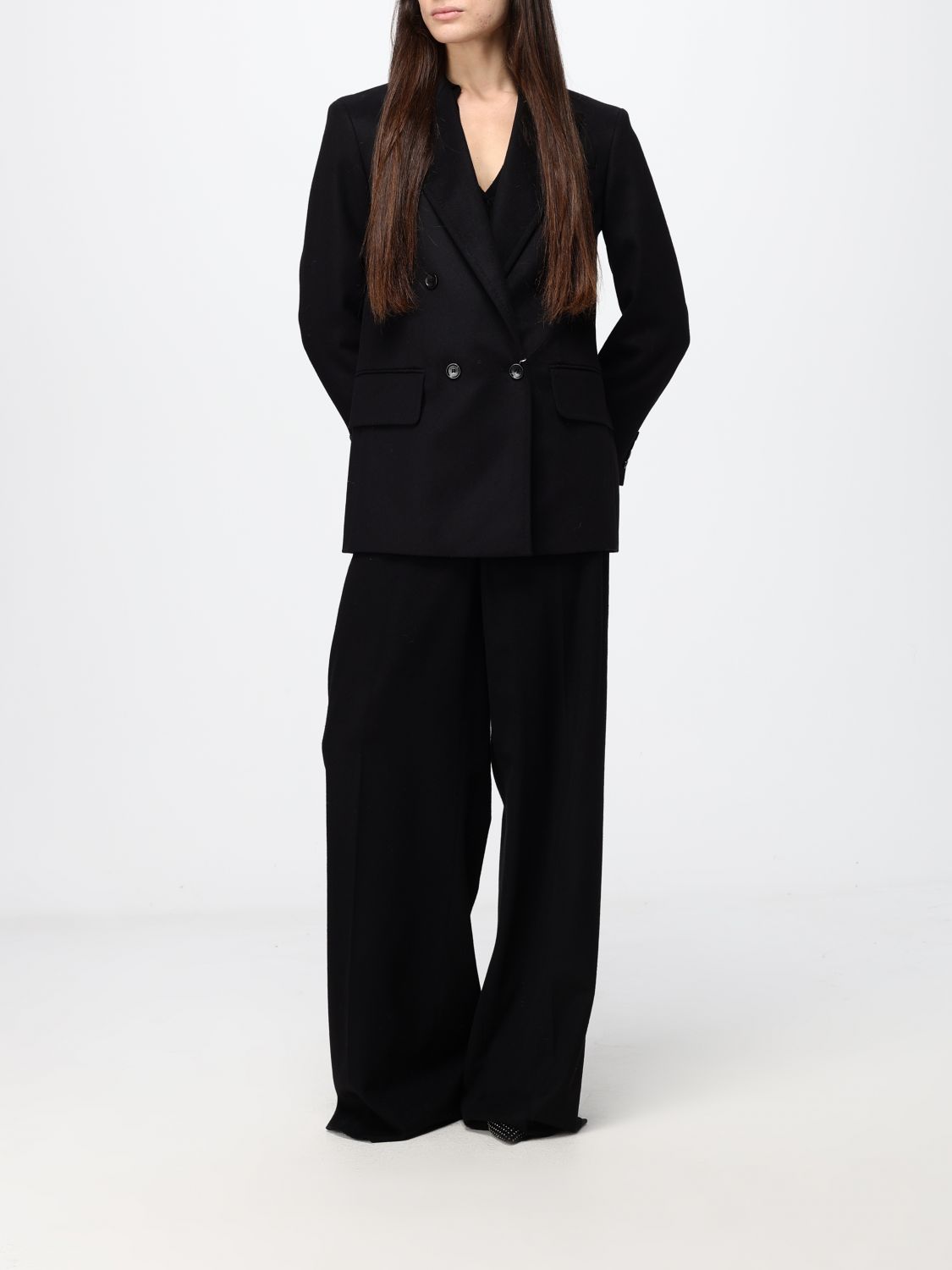 Max Mara Women Slim Fit V-Neck Polo Jumper Max Mara In 100% Cashmere With Long Sleeves MAX MARA