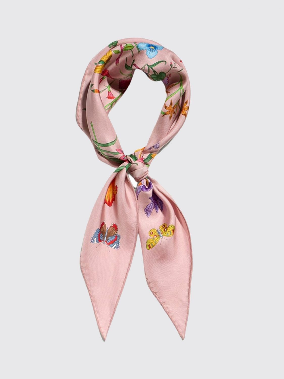Gucci Women Gucci All-Over Floral Print Diamond-Shaped Pure Silk Scarf GUCCI