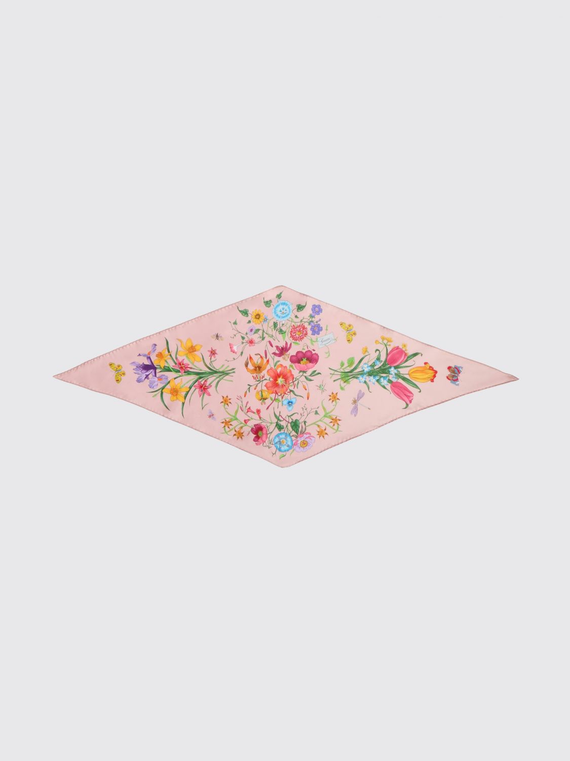 Gucci Women Gucci All-Over Floral Print Diamond-Shaped Pure Silk Scarf GUCCI