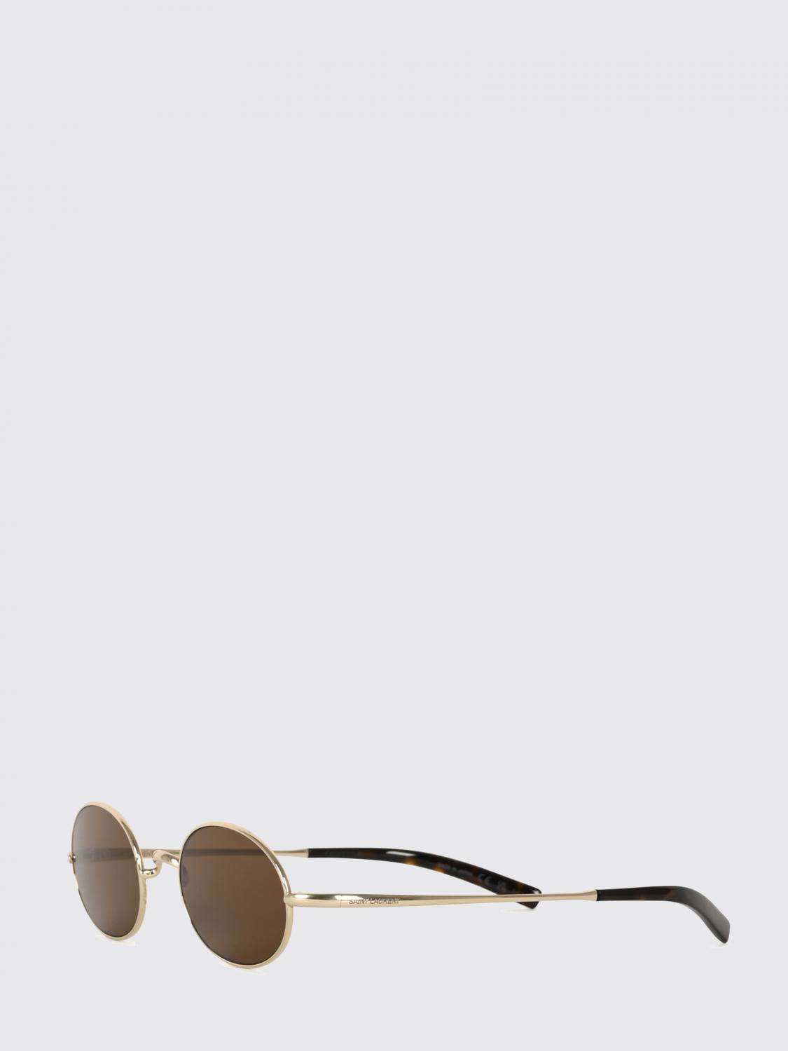 Saint Laurent Men Saint Laurent Oval Metal Sunglasses With Dark Lenses And Engraved Logo SAINT LAURENT