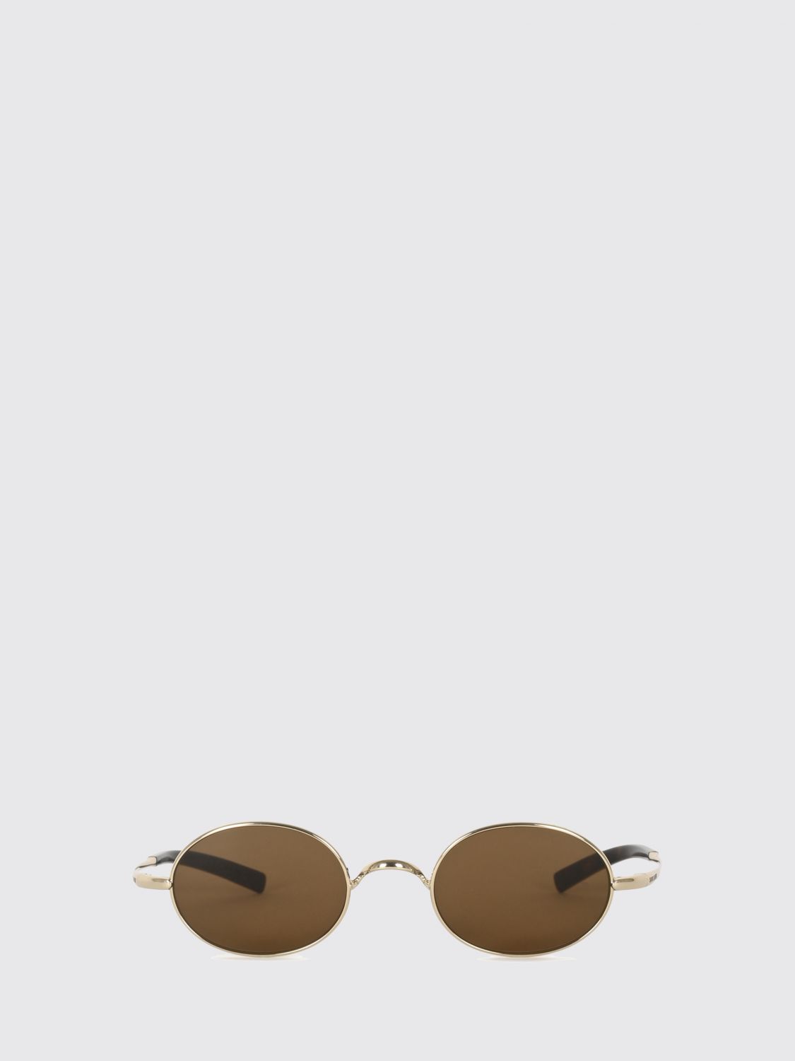 Saint Laurent Men Saint Laurent Oval Metal Sunglasses With Dark Lenses And Engraved Logo SAINT LAURENT