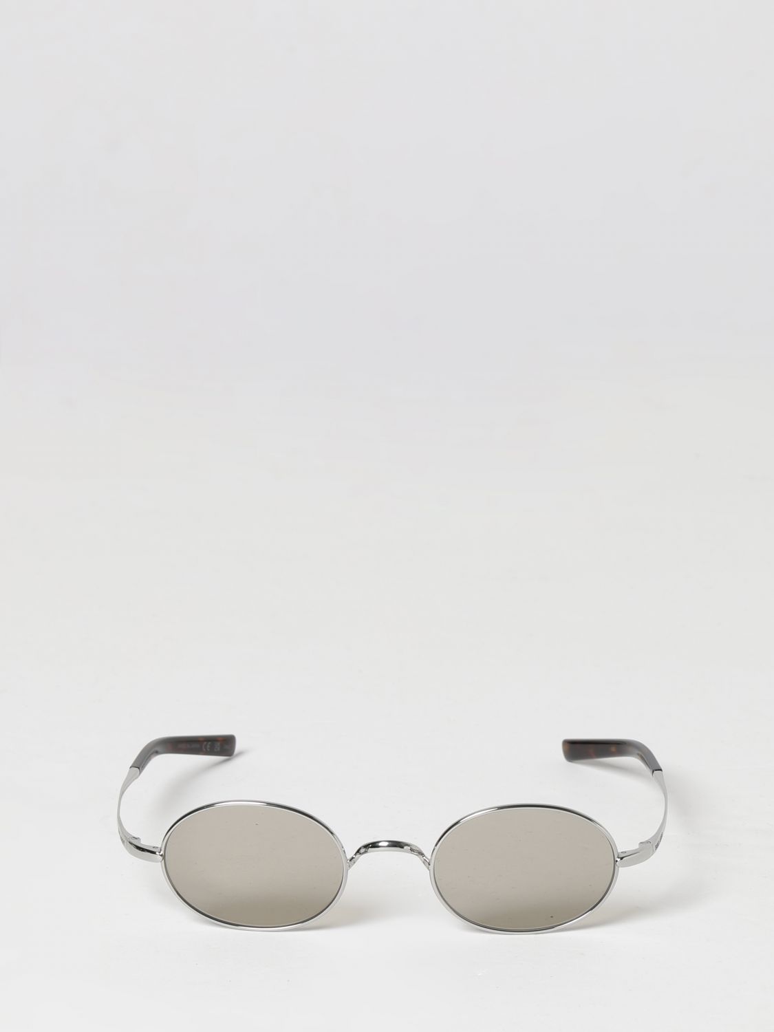 Saint Laurent Men Saint Laurent Oval Metal Sunglasses With Dark Lenses And Engraved Logo SAINT LAURENT