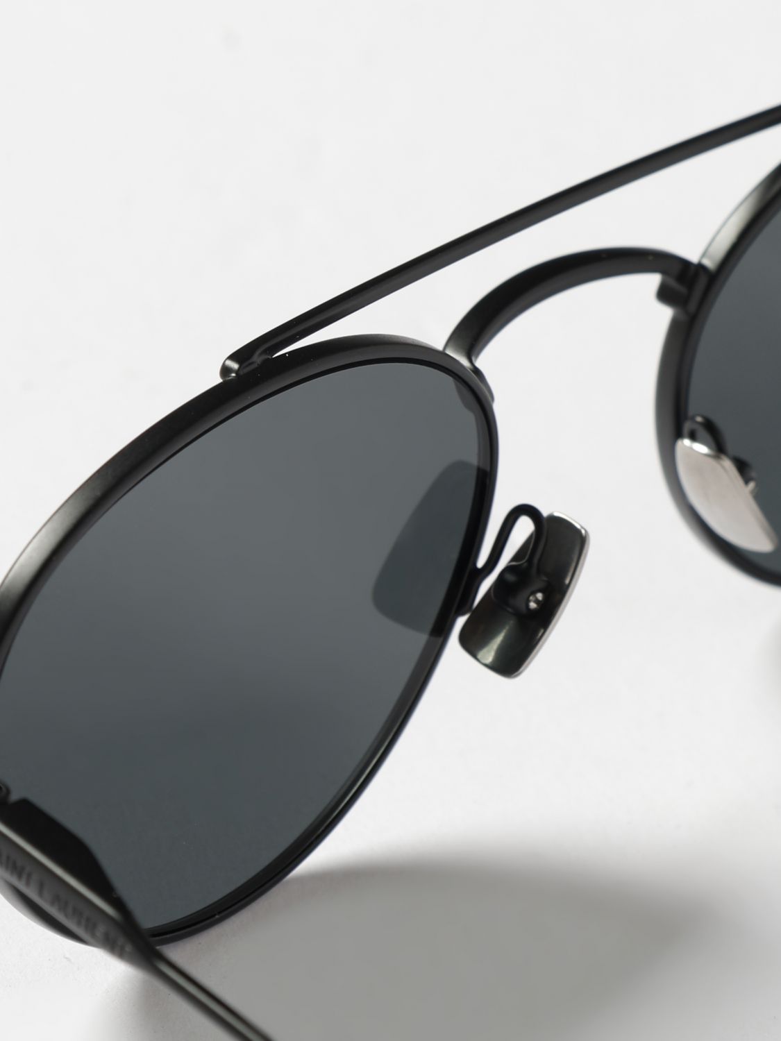 Saint Laurent Men Saint Laurent Aviator Metal Sunglasses With Double Bridge And Lettering Logo SAINT LAURENT