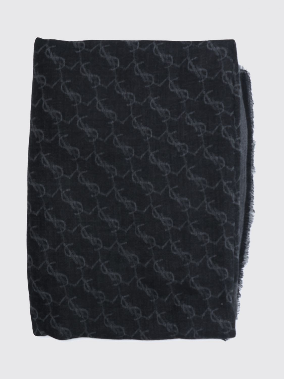 Saint Laurent Men Saint Laurent Ysl Monogram Jacquard Cashmere Blend Scarf SAINT LAURENT