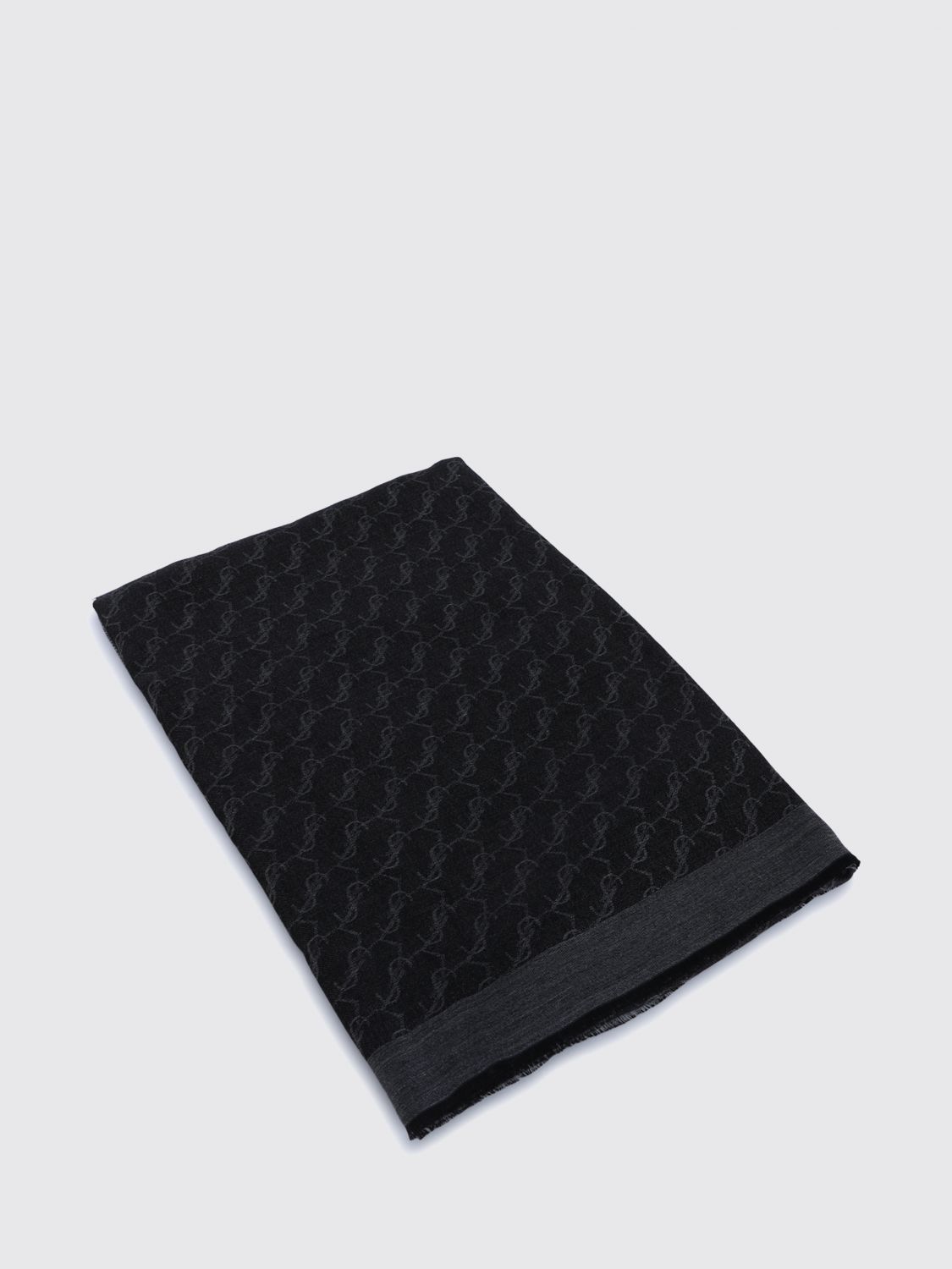 Saint Laurent Men Saint Laurent Ysl Monogram Jacquard Cashmere Blend Scarf SAINT LAURENT