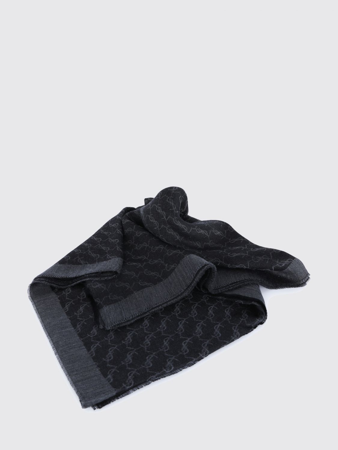 Saint Laurent Men Saint Laurent Ysl Monogram Jacquard Cashmere Blend Scarf SAINT LAURENT