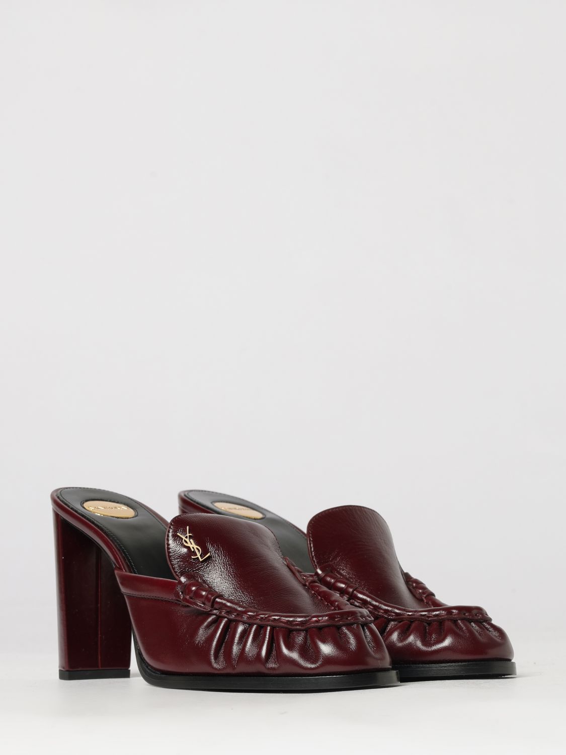 Saint Laurent Women Saint Laurent Le Loafer High-Heeled Leather Mules With Ysl Monogram SAINT LAURENT