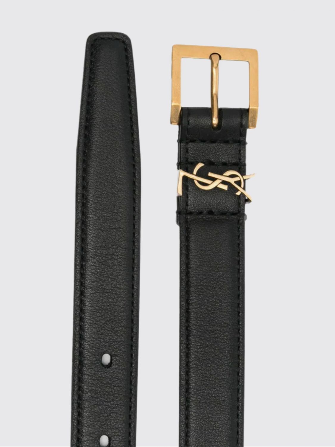 Saint Laurent Men Saint Laurent Cassandre Slim Belt In Smooth Calfskin With Monogram SAINT LAURENT