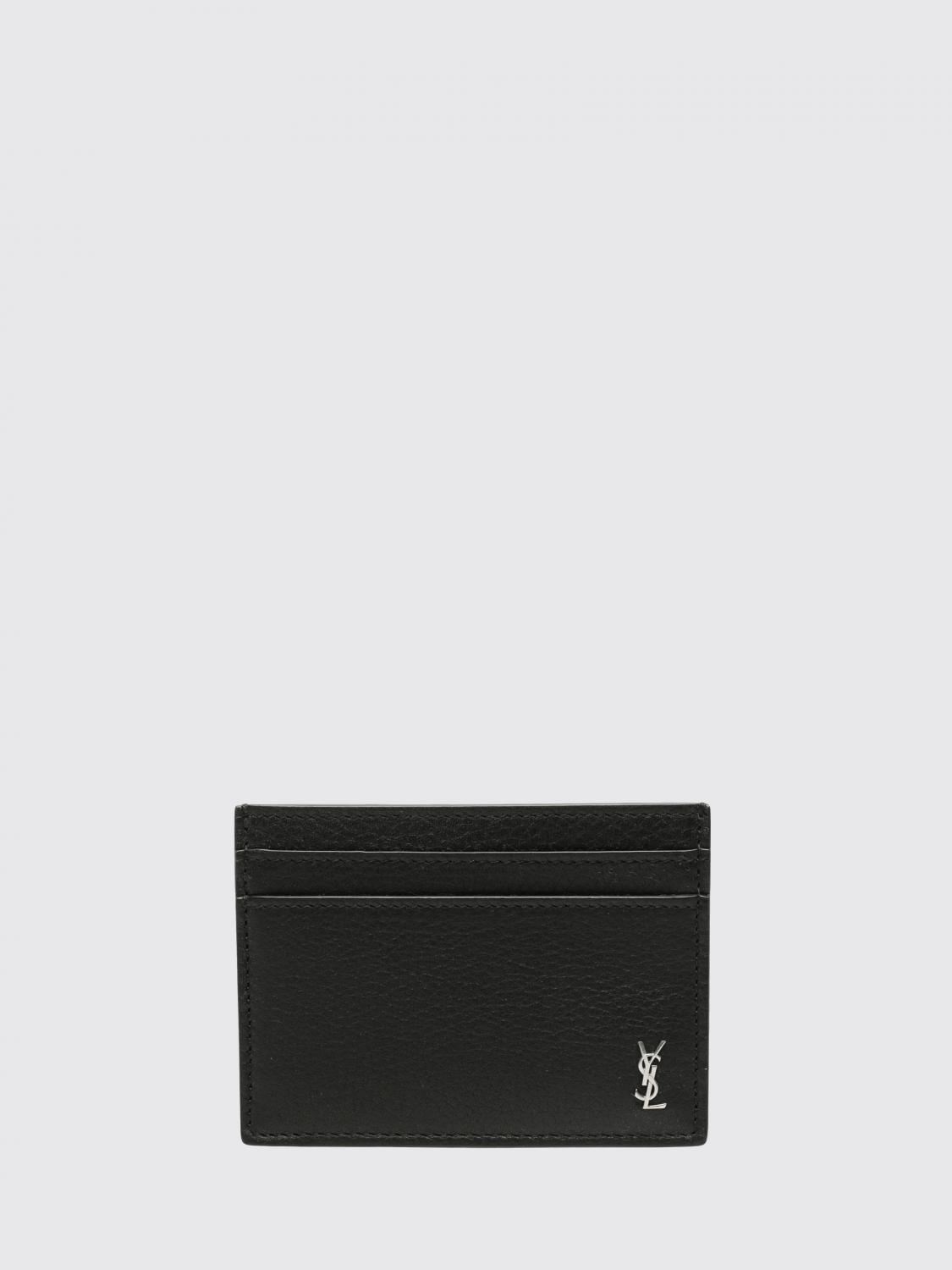 Saint Laurent Men Saint Laurent Tiny Cassandre Flat Calfskin Card Holder With Ysl Logo SAINT LAURENT