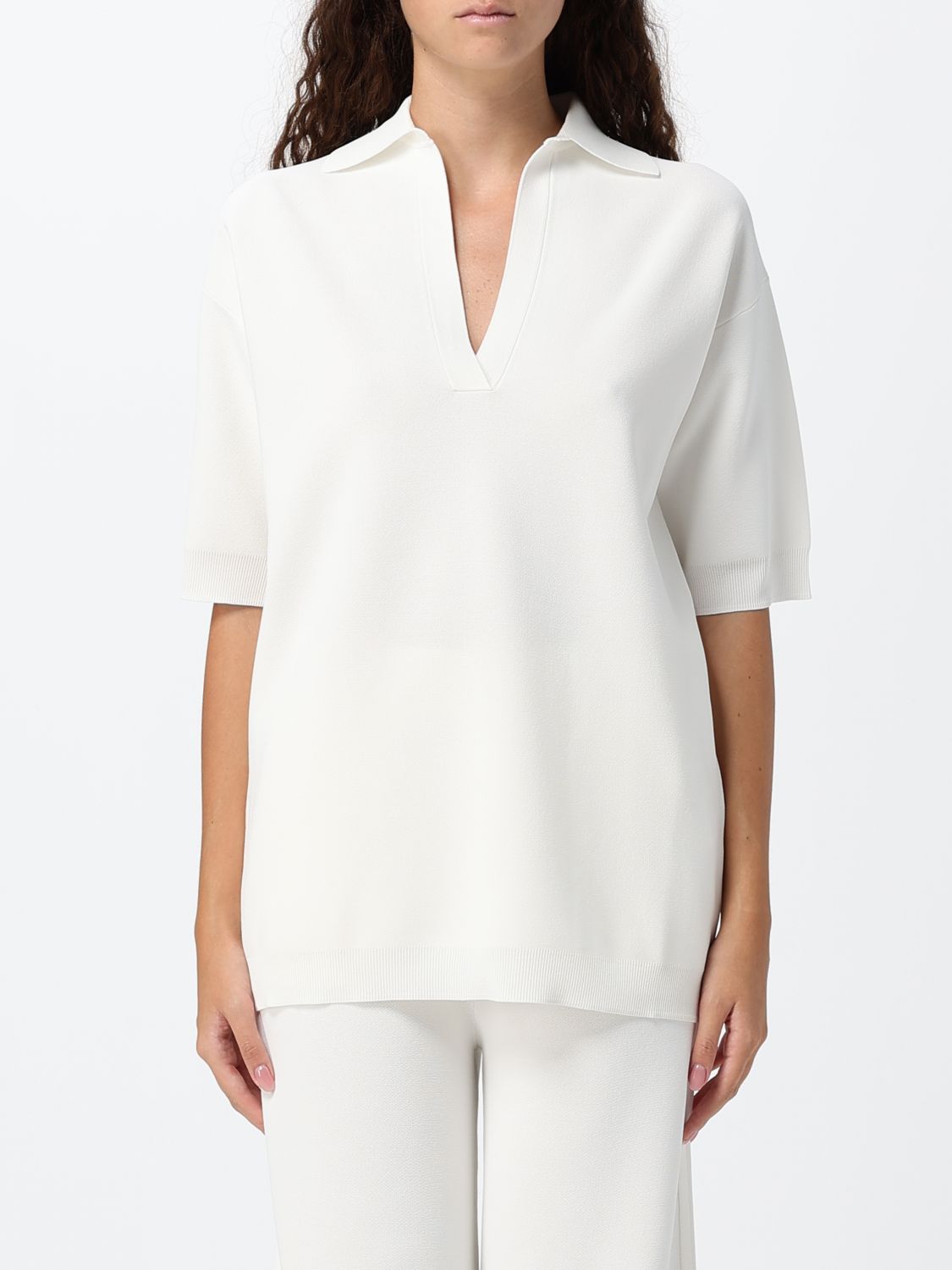 Max Mara Women Max Mara Short-Sleeved Viscose Blend Jumper With V-Neck MAX MARA