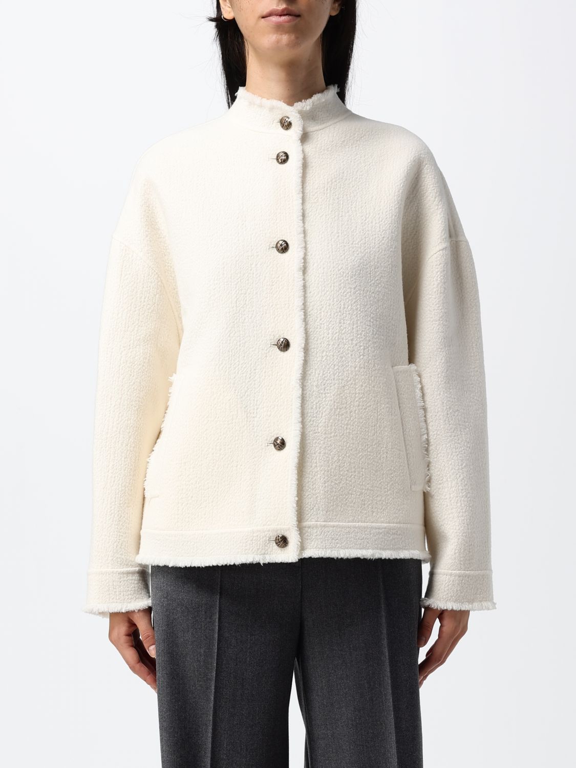 Max Mara Women Max Mara Single-Breasted Short Coat In Pure Virgin Wool With High Neck MAX MARA