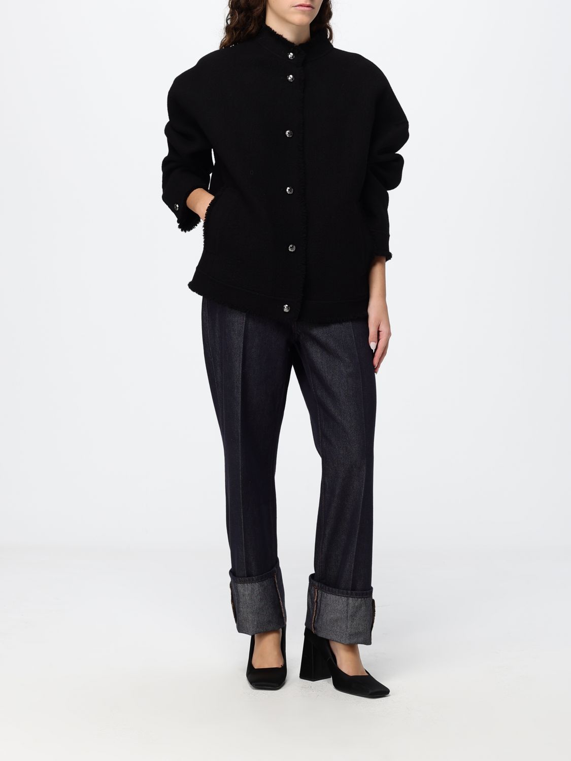 Max Mara Women Max Mara Single-Breasted Short Coat In Pure Virgin Wool With High Neck MAX MARA