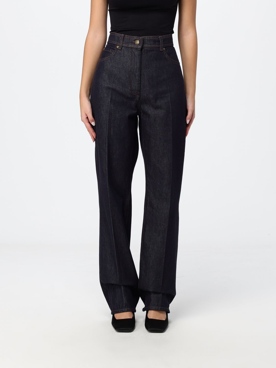 Max Mara Women Max Mara High-Waisted Straight Jeans In Blue Cotton Denim MAX MARA