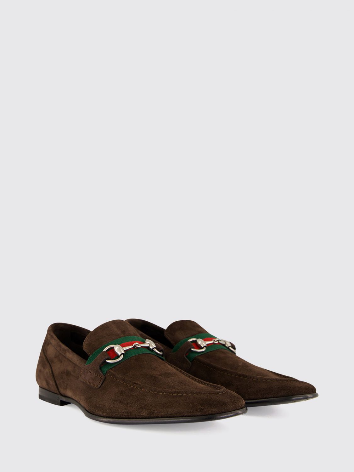 Gucci Men Gucci Como Suede Loafers With Horsebit And Web Detail GUCCI