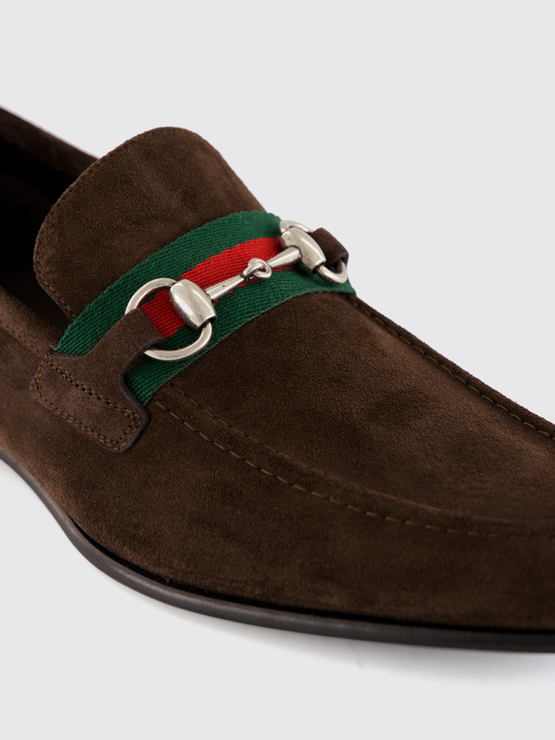 Gucci Men Gucci Como Suede Loafers With Horsebit And Web Detail GUCCI
