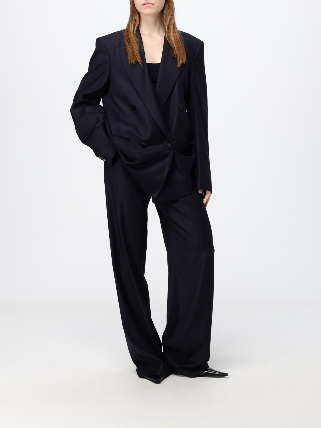 Gucci Women Flared Wool Tailored Trousers Gucci With Mid-Rise Waist And Off-Centre Closure GUCCI