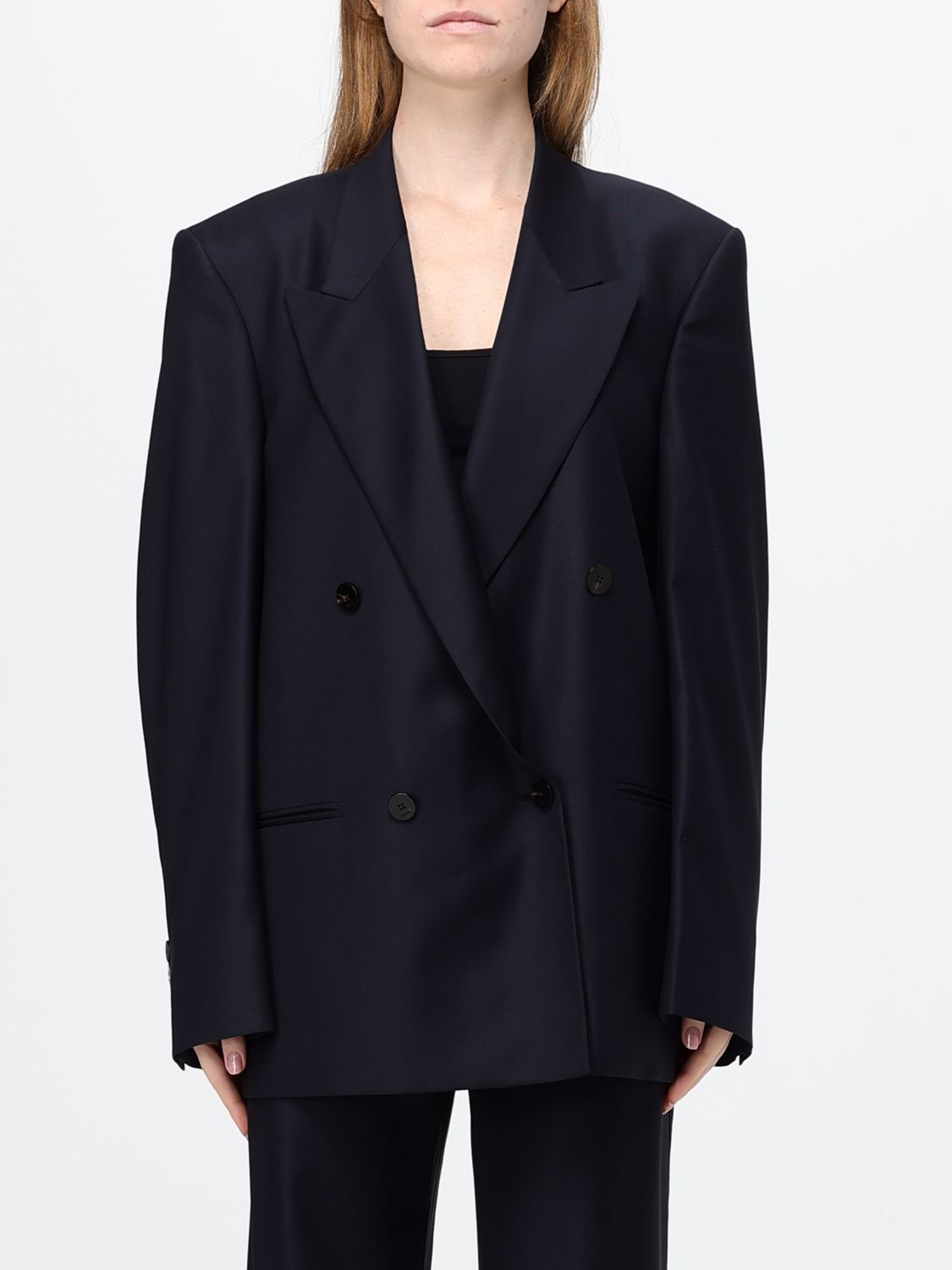 Gucci Women Double-Breasted Wool Blazer Gucci With Relaxed Fit And Oversized Peak Lapels GUCCI