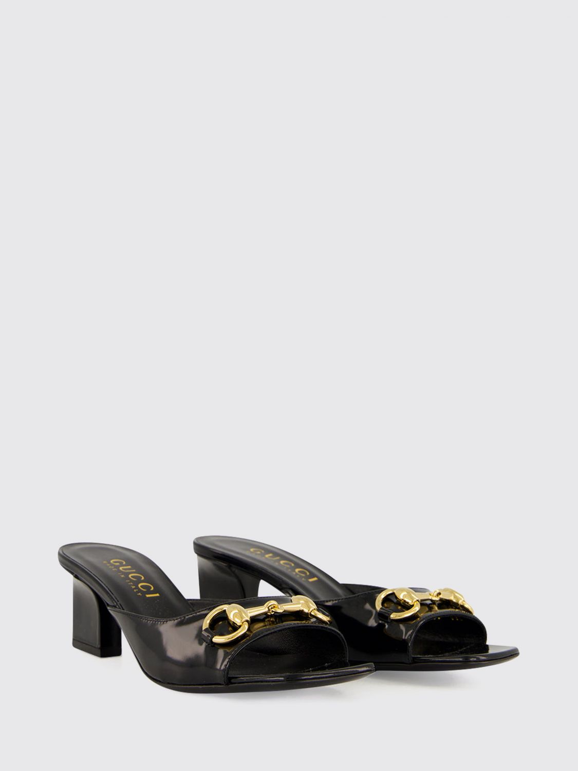 Gucci Women Signora Brushed Calfskin Mules Gucci With Horsebit Detail And Mid Heel GUCCI