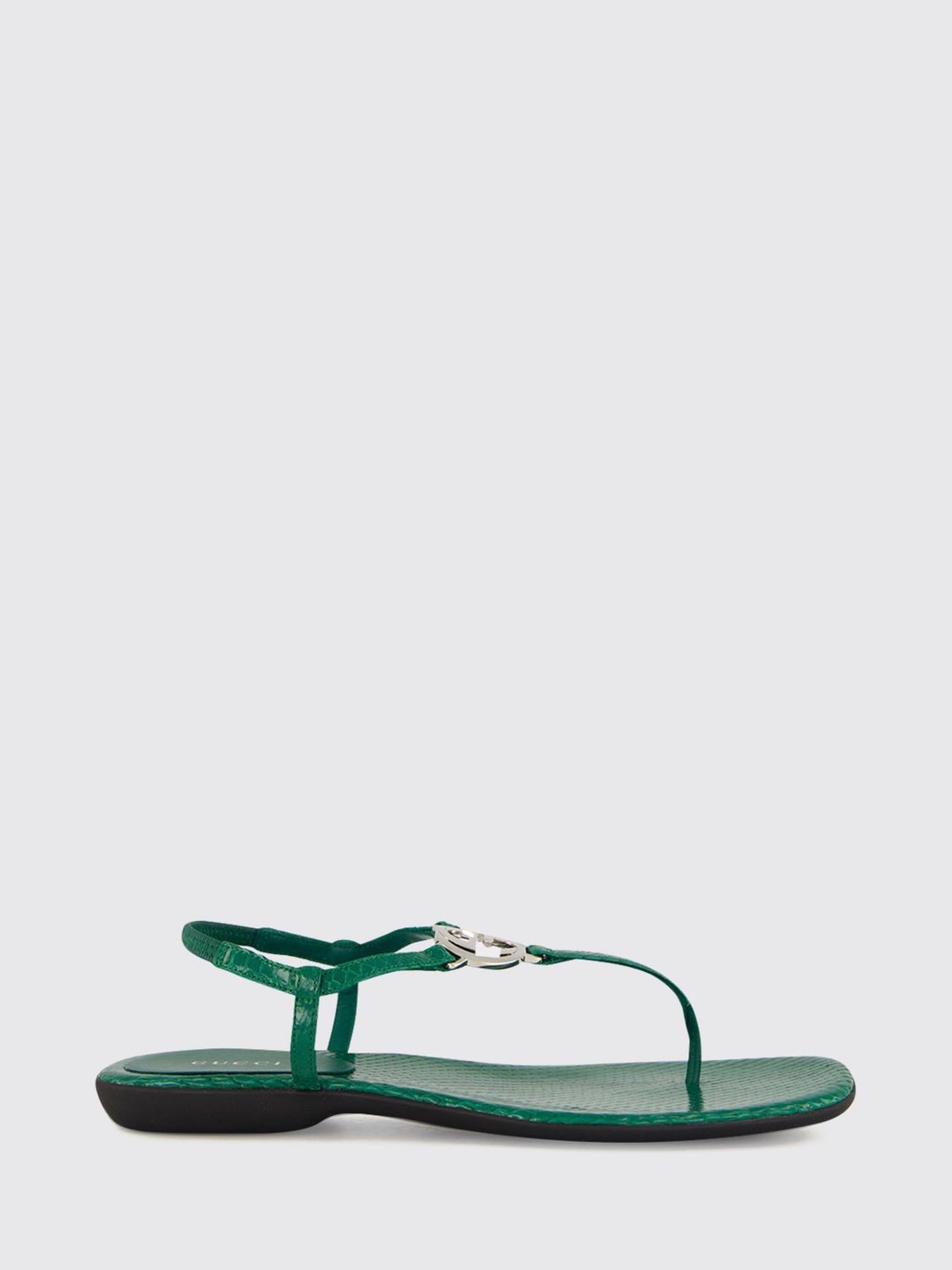 Gucci Women Python Print Leather Thong Sandals Gucci With Gg Monogram Detail GUCCI