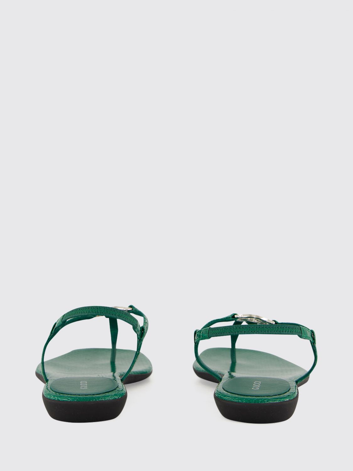 Gucci Women Python Print Leather Thong Sandals Gucci With Gg Monogram Detail GUCCI