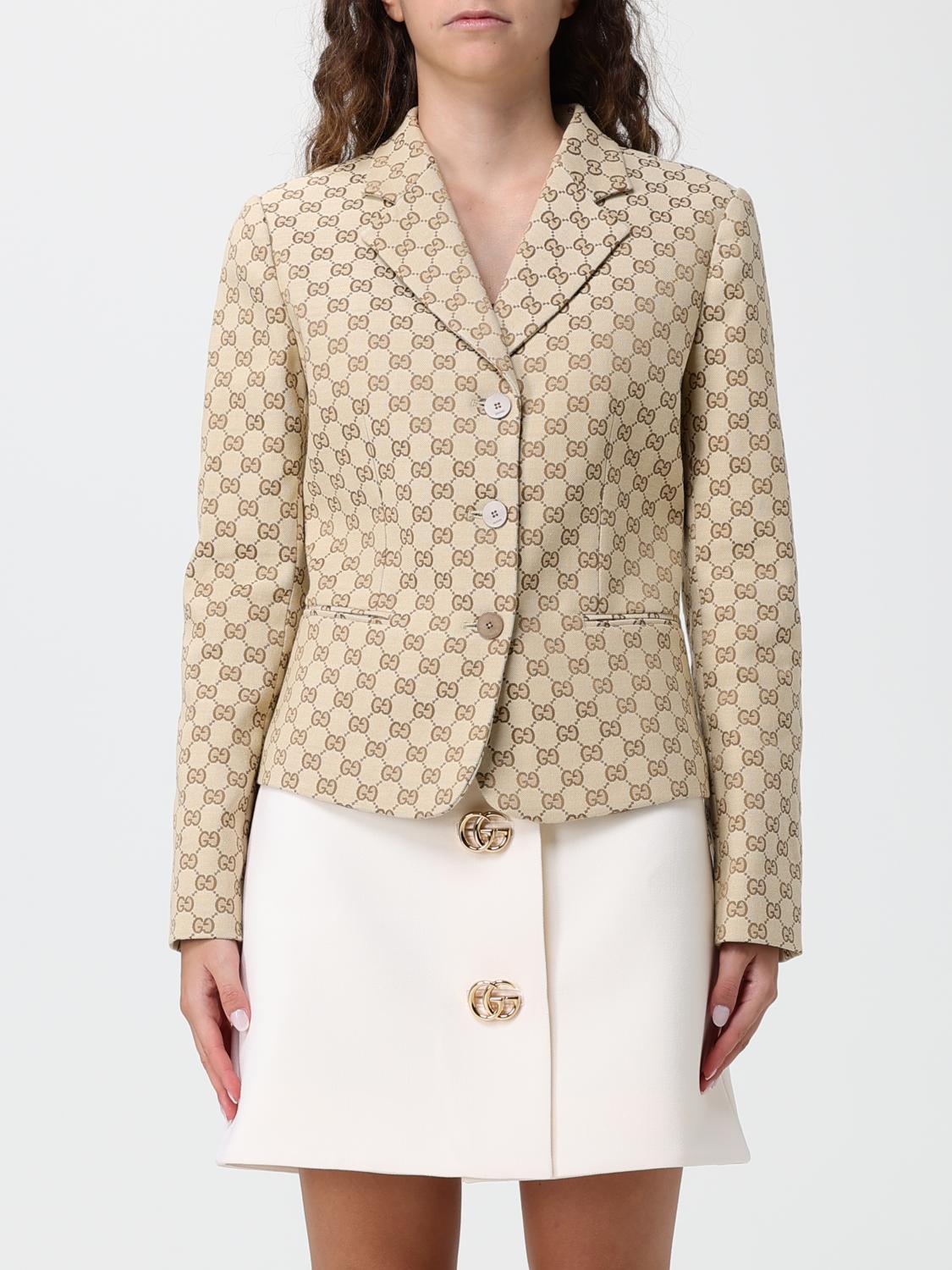 Gucci Women Gucci Gg Monogram Pattern Single-Breasted Short Blazer In Cotton GUCCI