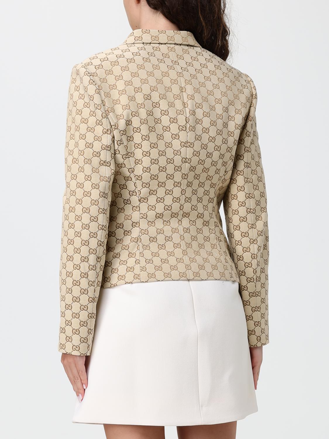 Gucci Women Gucci Gg Monogram Pattern Single-Breasted Short Blazer In Cotton GUCCI