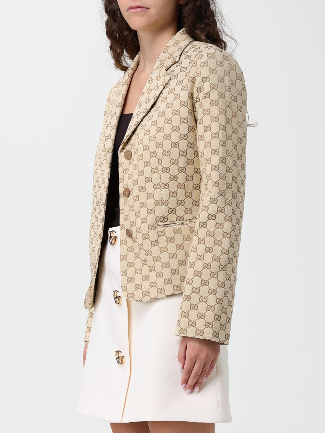 Gucci Women Gucci Gg Monogram Pattern Single-Breasted Short Blazer In Cotton GUCCI