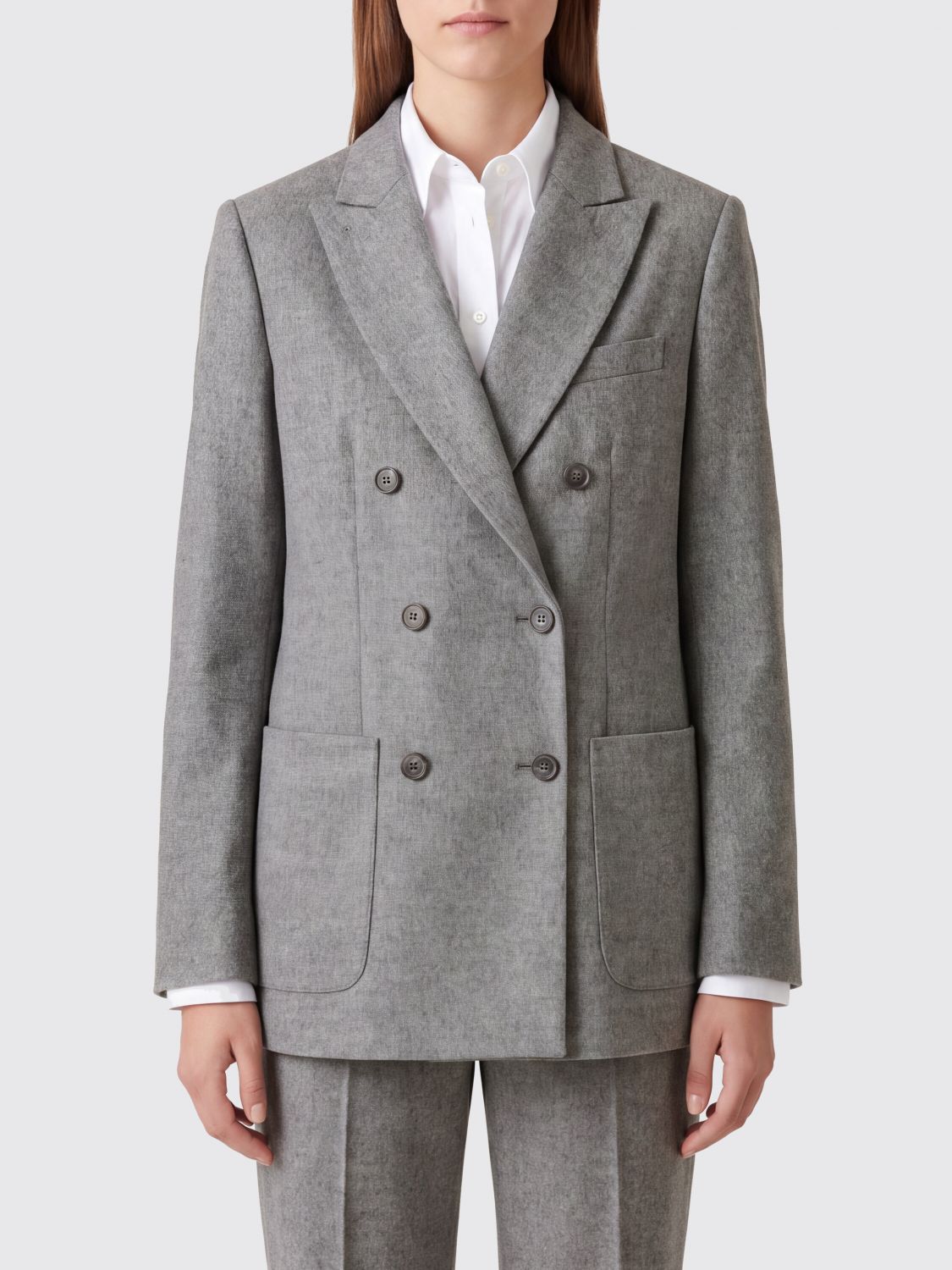 Max Mara Women Max Mara Double-Breasted Blazer In Silk And Cashmere Blend With Peak Lapels MAX MARA
