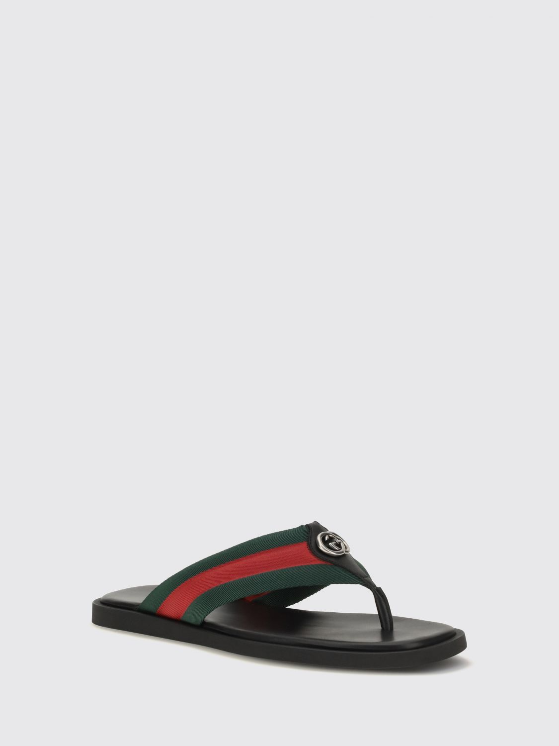 Gucci Men Gg Monogram Striped Nylon Thong Sandals Gucci GUCCI