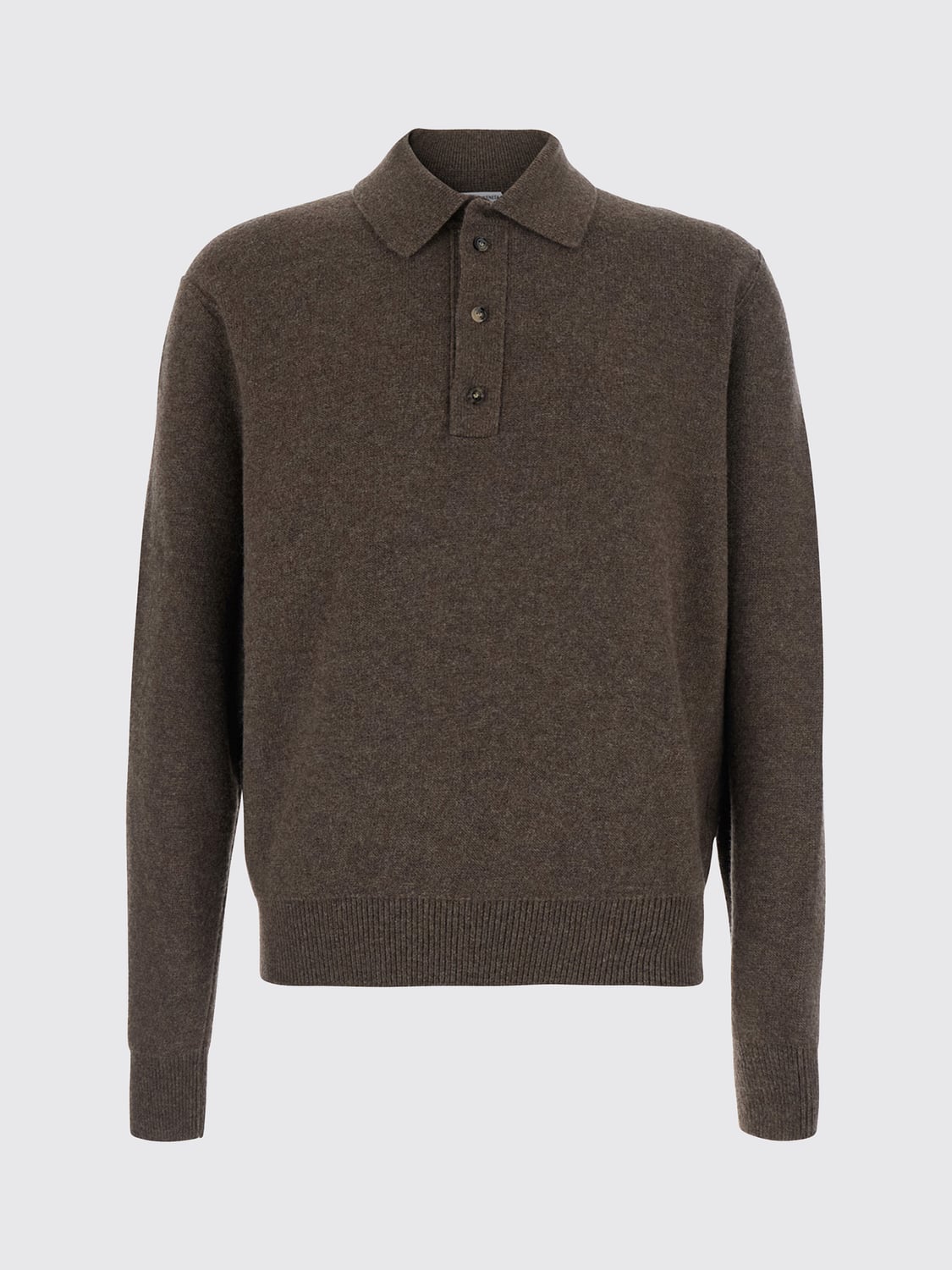 Bottega Veneta Men Long-Sleeved Knitted Cashmere Polo Shirt Bottega Veneta With Three Buttons BOTTEGA VENETA