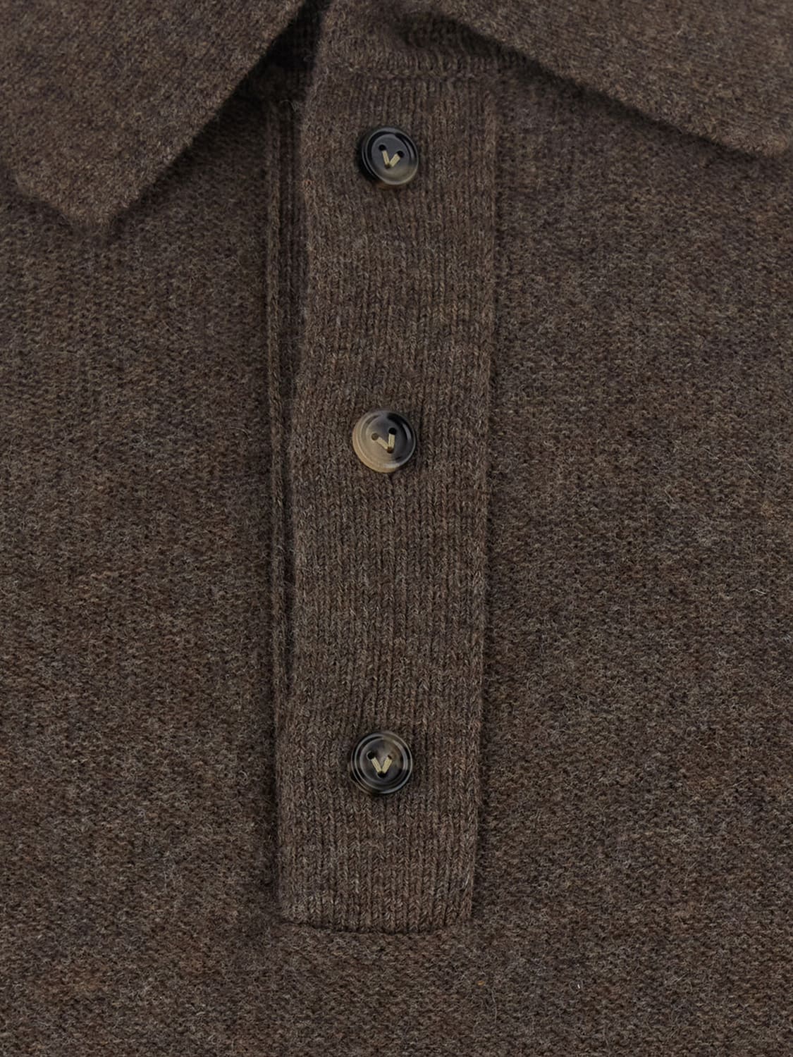 Bottega Veneta Men Long-Sleeved Knitted Cashmere Polo Shirt Bottega Veneta With Three Buttons BOTTEGA VENETA
