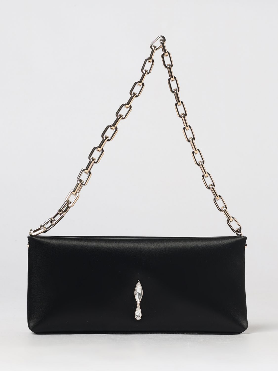 Christian Louboutin Women Christian Louboutin Maykimay Satin Shoulder Bag With Rhinestone Logo And Metallic Handle CHRISTIAN LOUBOUTIN