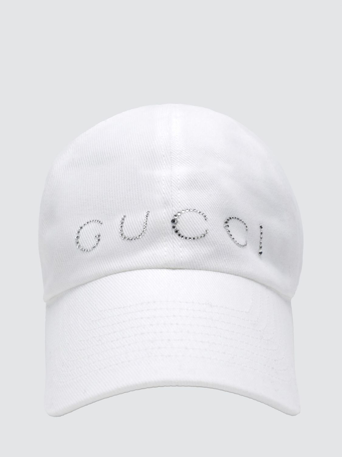 Gucci Women Gucci Cotton Twill Baseball Cap With Rhinestone Logo And Rigid Visor GUCCI