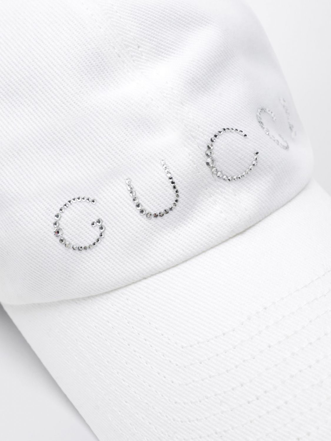 Gucci Women Gucci Cotton Twill Baseball Cap With Rhinestone Logo And Rigid Visor GUCCI